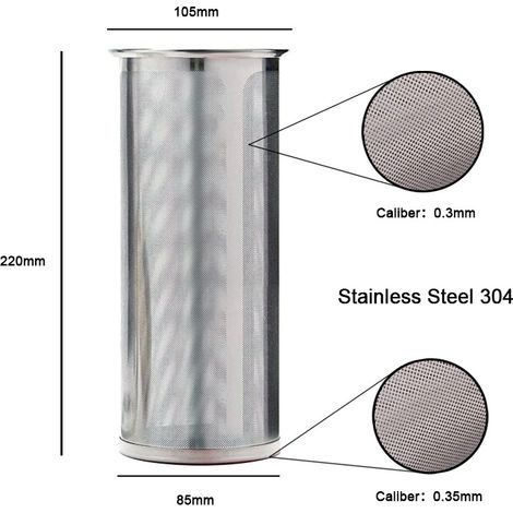 FiltreCartouche filtrante pour infusion à froid de café, en acier inoxydable 304, filtre à thé compatible micro-ondes, maille filtrante métallique. (1/5)