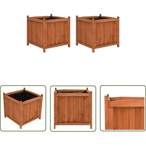 The Living Store Jardinières surélevées 2 pcs 50x50x50 cm Bois de sapin - Jardiniere Surélevée - Pot De Fleurs Extérieur - Bac Plante - Bois De Sapin - Décoration Jardin (1/5)