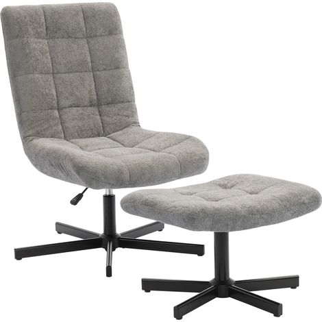 Lounge-Sessel mit Fußstütze, drehbar, höhenverstellbar, verstellbare Rückenlehne, 66 x 80 x 93–104 cm, grau