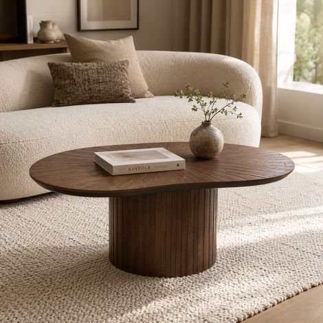 Table basse organique 110x74x40 cm marron - WOODI (1/3)