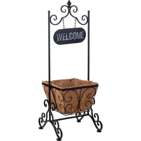Soporte macetero negro, 35x30x92 cm (1/5)