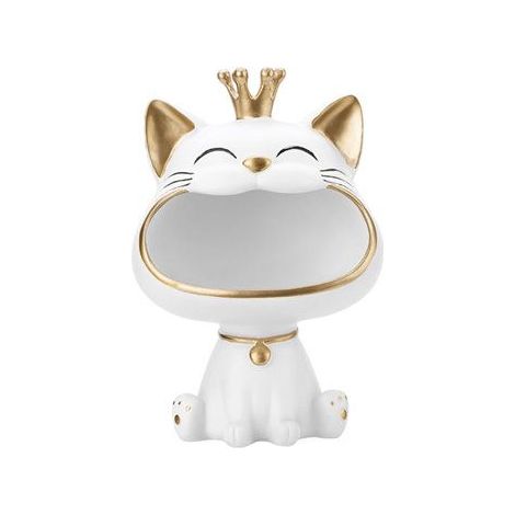 Statuette - AVIZAR - King Cat - Décoration Intérieure - Résine - Blanc (1/4)