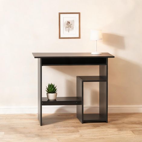Bureau d'étude compact avec rangements 80 x 45 x 75 cm noir (1/5)