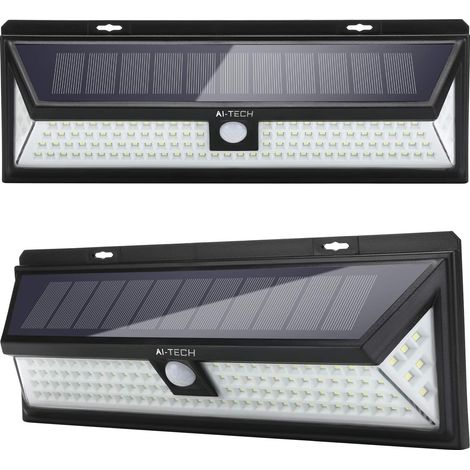 AITECH lampe solaire exterieur 118 LED avec détecteur de mouvement 270 ° Éclairage 3 modes 1200 lm IP65 Étanche Lumière solaire LED extérieure pour jardin 2 Packs (1/5)
