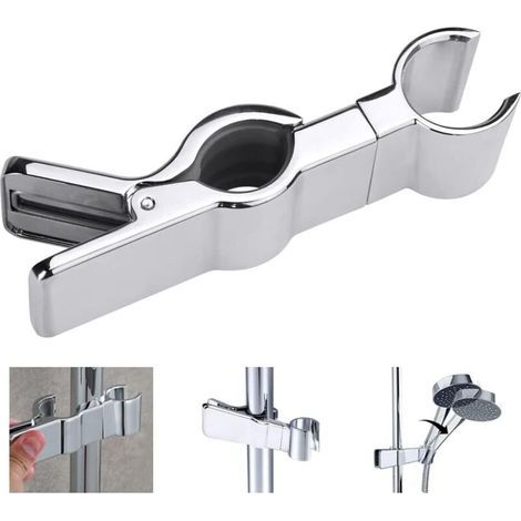 Support Douchette Relevable en Alliage de Zinc Support Douche à Main Remplaçable 20-29MM Support de Pommeau de Douche Chrome Ajustable pour Baignoire Salle de Bain (Argent) (1/5)