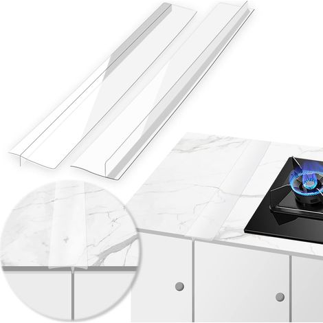 Couvercle D'écart de Comptoir de Cuisinière en Silicone de Cuisine,2 Couvercles en Silicone pour Crevasses, Remplissage D'écart pour Cuisine,Cuisinière, Comptoir et Laveuse Sécheuse(Transparent,21po) (1/5)