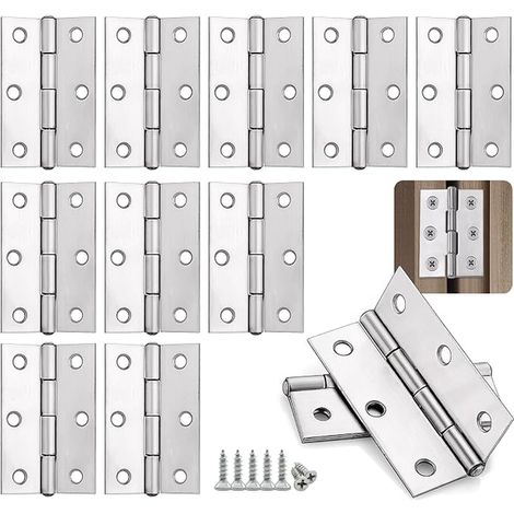 Charnières Pliables en Acier Inoxydable 44×32×1mm, Petite Bande de Charnière Quincaillerie Portes, Fenêtres, Armoires, Paumelles De Porte vis 3.5×12mm Porte Placard (1/5)
