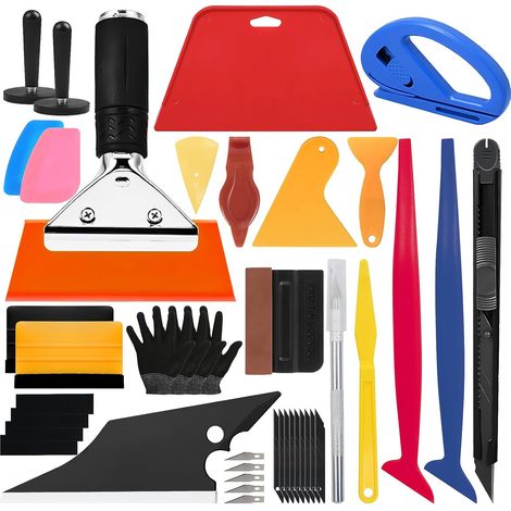 37 Pièces Kit Vitre Teintée Voiture Kit Covering de 12 Types de Raclettes, Voiture Kit Pose Film Vitre, Kit Vinyl Fenetre Teinte pour Film Vitre Teintée Voiture, Stickers Meuble (1/5)