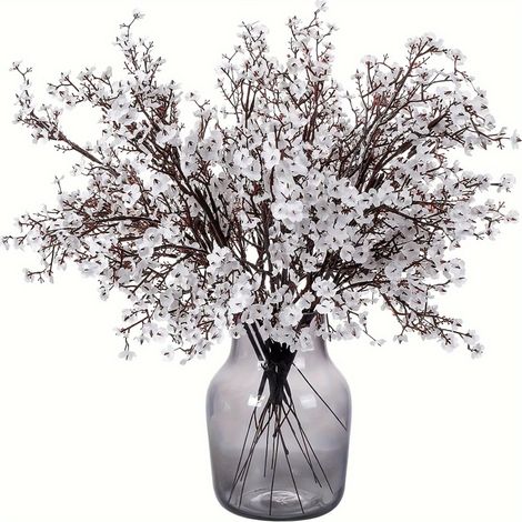 ramos de flores artificiales de seda en forma de estrella, flores blancas, decoración floral para uso interior, para el hogar, la oficina, bodas o primavera. (1/5)