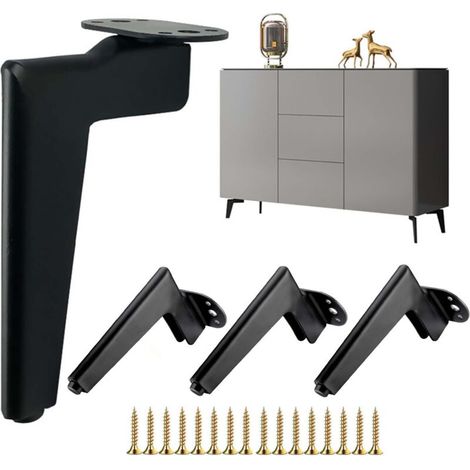 Metal Furniture Legs, Modern Replacement Sofa Legs, Legs for Coffee Table, TV Stand, Bathroom Cabinet with Screws (15CM, Black)
