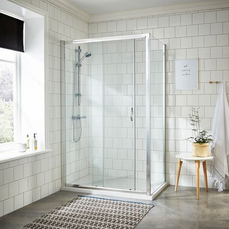Nuie Ella Sliding Door Rectangular Shower Enclosure 1000mm x 900mm - 5mm Glass (1/5)