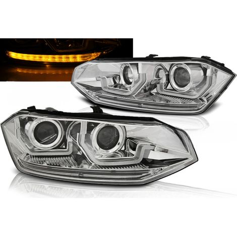 Paire de feux phares VW Polo 6 2G de 2017 a 2021 LED chrome Dynamique-35730242 (1/4)