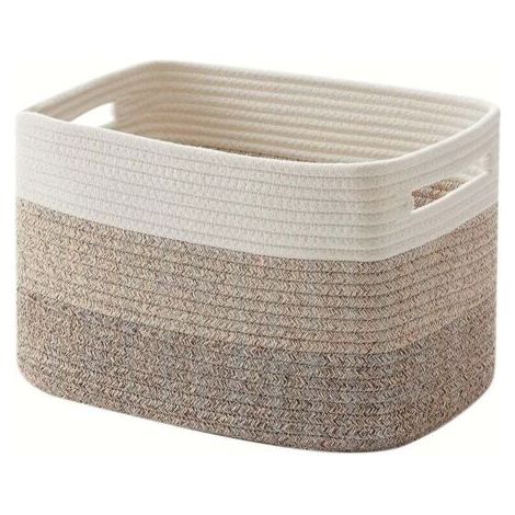 Panier à couverture beige trois pièces 382523cm 1 panier rectangulaire en corde de coton tressé rangement puériculture avec poignée (1/4)