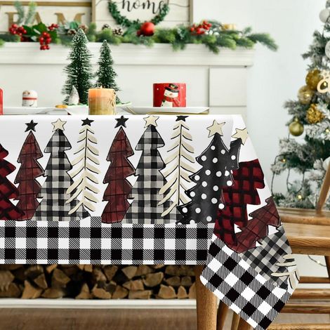 Weihnachts-Tischdecke 140x180cm abwaschbar mit Weihnachtsbaum-Motiv