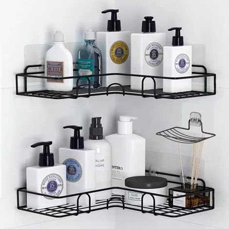 Set of 2 Shower Caddy, Bathroom Caddy, Hanging Shower Caddy with Hooks/Soap Dish, No Drilling Shower Caddy, Bathroom Holder, Shower Storage, Dorm and Kitchen (1/5)