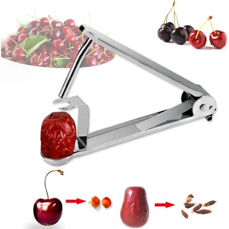 Dénoyauteur à cerises en acier inoxydable 1 Buc, grande capacité, base à ventouse, pour fruits frais, confitures et pâtisserie. (1/5)