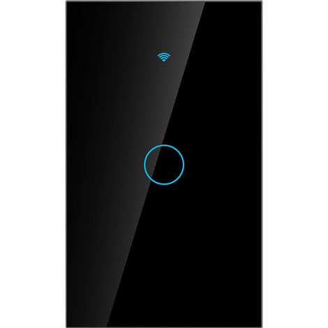 Interrupteur tactile WiFi à cercle unique pour Google, unidirectionnel, CA 90-250 V (noir, prise américaine) (1/5)