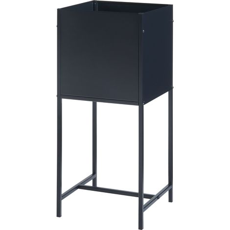 Macetero con jardinera integrada metal 70 x 30 x 30 cm negro 030010712