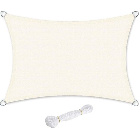 Vela de sombra HDPE protección solar protección contra los rayos UV transpirable para el jardín el balcón transpirable permeable al agua 3 x 4 m beige 120001736