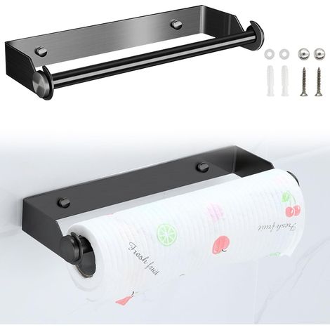CCYKXA (28cm Noir).Derouleur Essuie Tout, Devidoir Porte Essuie Tout Mural, Porte Sopalin Mural Acier Inoxydable Porte Rouleau Papier Support Essuie Tout Supports pour Papier pour Cuisine Salle De Bai