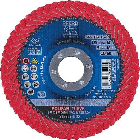 Pferd – Disque à lamelles 125 mm grain 60 – Pour meuleuse – Soudure d'angle supérieur à 8 mm – Performance d'enlèvement élevée