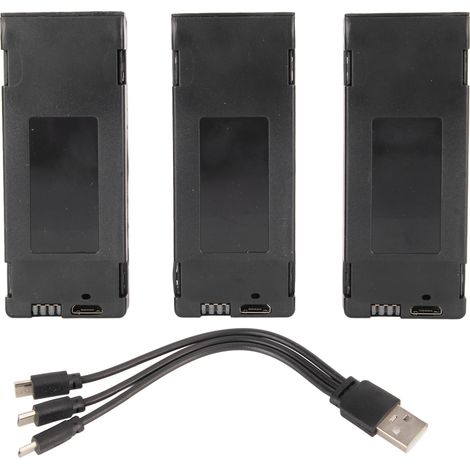 Lot de 3 batteries drone 2600mAh 3,7V rechargeables lithium pour quadricoptère E88, sans balais, S13, S1, APP8GPS (1/5)