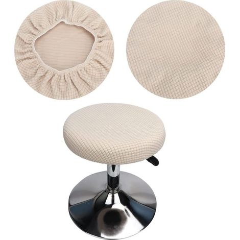 Housse de tabouret ronde 2 pièces en polyester élasthanne lavable, imperméable et antidérapante – pour tabourets de bar 30 à 40 cm (1/4)