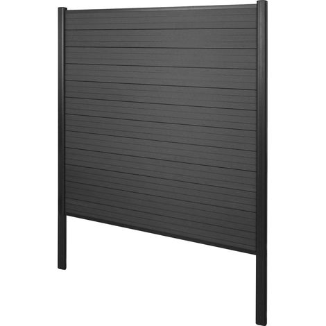 WPC-Sichtschutz Savoie, Windschutz Zaun, Alu-Pfosten zum Einbetonieren Basiselement, 190cm anthrazit