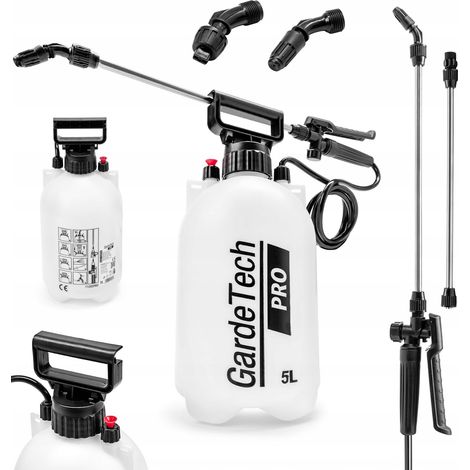Pulverizador manual a presión de 5 litros Gardetech PRO con lanza larga de acero de 91 cm. (1/5)
