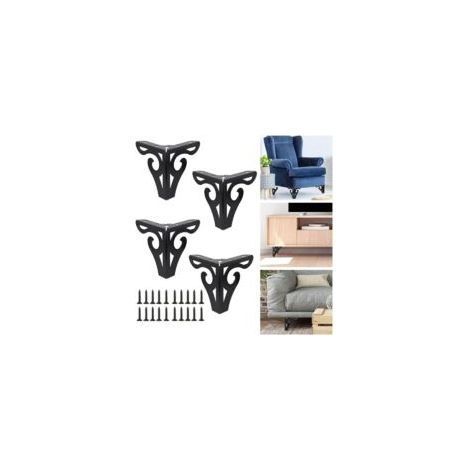 Juego de 4 patas modernas de metal negro para muebles, mesas, sofás, patas triangulares con tornillos para proyectos de bricolaje, sofás, mesas y armarios (10 cm de alto) - Crezuo