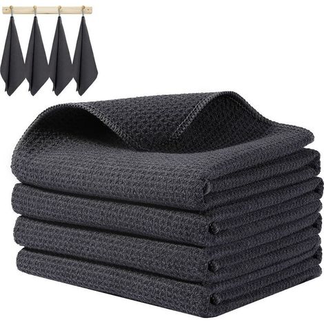 Lot De 4 Torchons kitchen 40 x 40cm Gris (1/5)