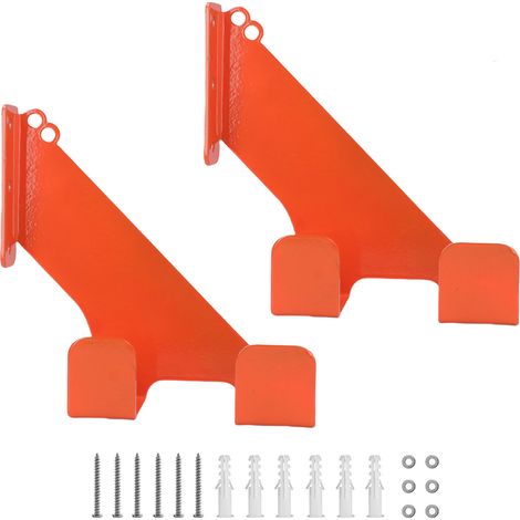 Soporte de pared 3 en 1 de alta resistencia para motosierra (juego de 2) con gancho, ideal para guardar en un garaje o cobertizo de jardín. (1/5)