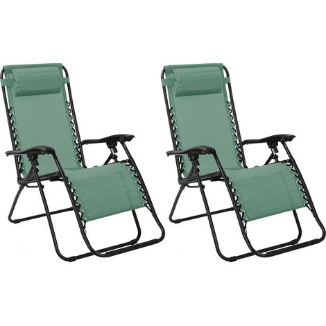 Lot de 2 fauteuils relax en textilène vert -PARALIA