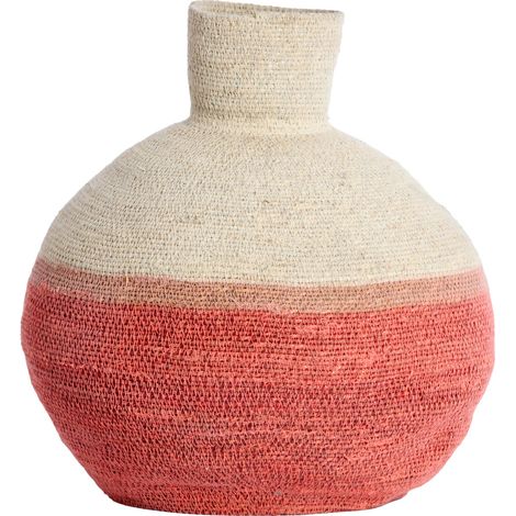 Light & Living cesta BISIRA natural con algas rosadas – Ø32x37,5