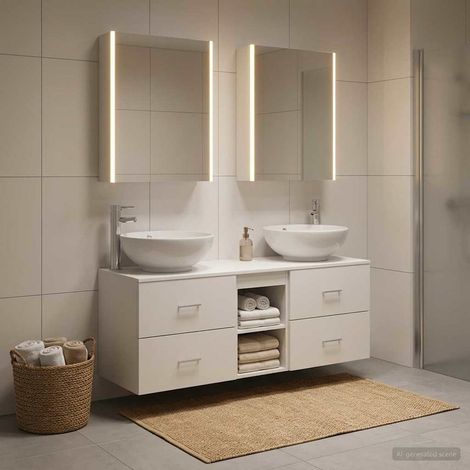vidaXL Bathroom Furniture Set 5 pcs White Engineered Wood and Glass (1/5)