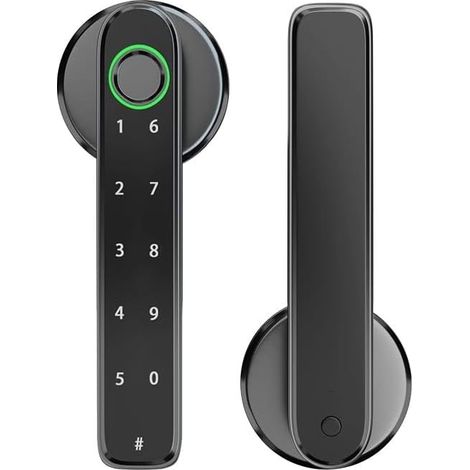 Fingerprint Door Lock,Touchscreen Biometric Door Lock, with Passcode keypad keyless Entry Door Handle,Smart Lock Handle Digital Door Lock, for Bedroom Home Hotel Office Apartment (Black) (1/5)