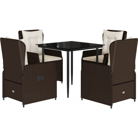 Maison Exclusive - 5-tlg. Garten-Essgruppe mit Kissen Braun Poly