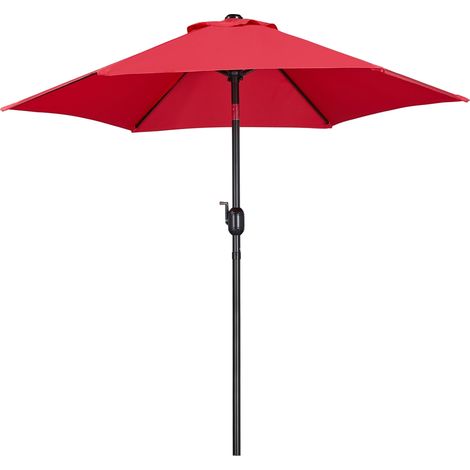 Homevive Sombrilla de Playa Reclinable con 6 Varillas Manivela Parasol de Terraza para Playa Piscina 222,5 cm de Diámetro Rojo (1/5)