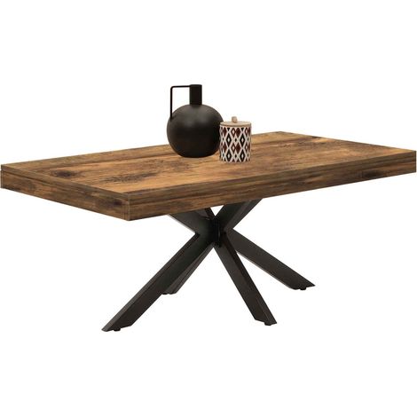 Rechteckiger Couchtisch ALIX 110 cm Spinnenbein dunkles Holz Effekt alt und schwarz (1/5)