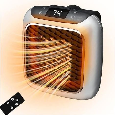 Mini Radiateur Soufflant mural intelligent, 800W chauffage électrique portable avec thermostat réglable et minuterie, affichage LED (1/4)
