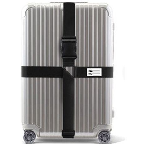 Sangle de bagage réglable, noire, avec boucle à dégagement rapide, pour attacher solidement les bagages pendant le voyage.-AquaForge (1/2)