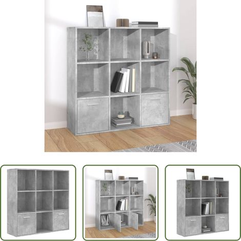 vidaXL Betonfarbe - Bücherregal Betongrau 98x30x98 cm Holzwerkstoff (1/5)