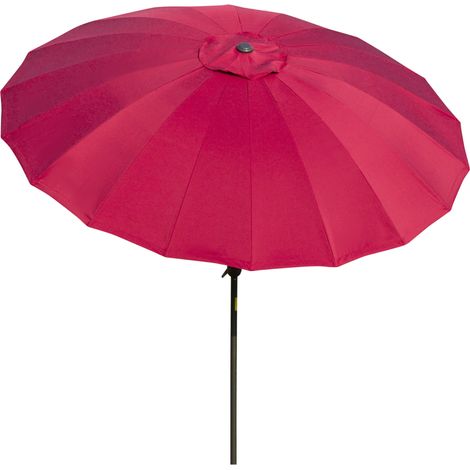 Runder, neigbarer Sonnenschirm für den Garten, 2,5 m, weinrot, 18 Streben, Kurbelgriff, Stange aus Metall und Fiberglas, hochdichtes Polyestergewebe