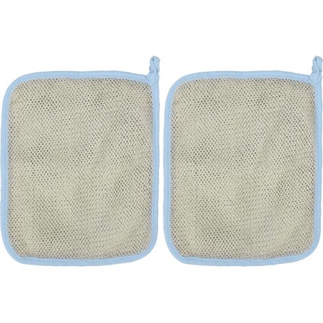 2 Pièces Gant de Douche Nylon à Double Face Exfoliant pour Nettoyage Profond, Bleu (1/5)