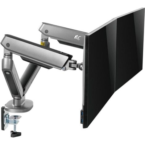 Supporto da scrivania Nanors per 2 monitor LED grigio e nero