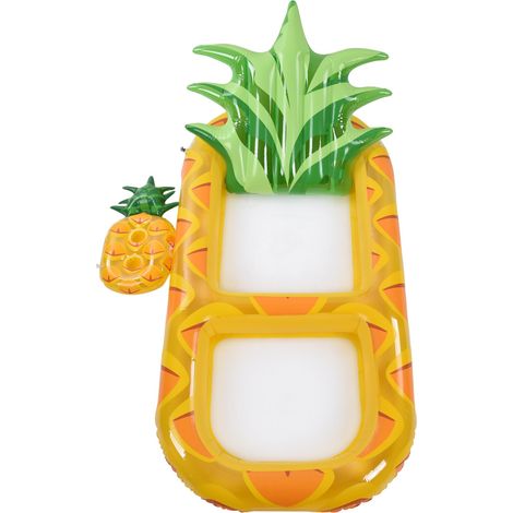 Bouée gonflable de piscine en forme d'ananas avec appui-tête, grande taille, porte-gobelet (1/5)