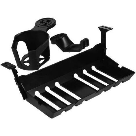 Accessoires pour tables, bureaux, tables d'ordinateur et tables de jeu à hauteur réglable électriquement : boîte de gestion des câbles, support pour casque, porte-gobelet, ensemble de 3 pièces, noir (1/5)