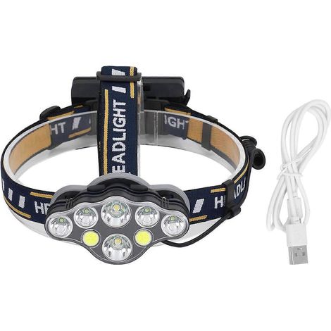 Wiederaufladbare, superhelle Stirnlampe mit 8 LEDs, wasserdicht (IPX4), Taschenlampe