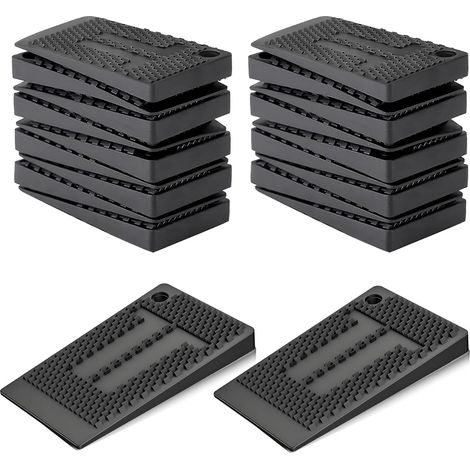 35 cuñas niveladoras para muebles, de plástico blando, impermeables y antideslizantes, apilables para muebles, armarios, mesas y sillas (negras) (1/5)