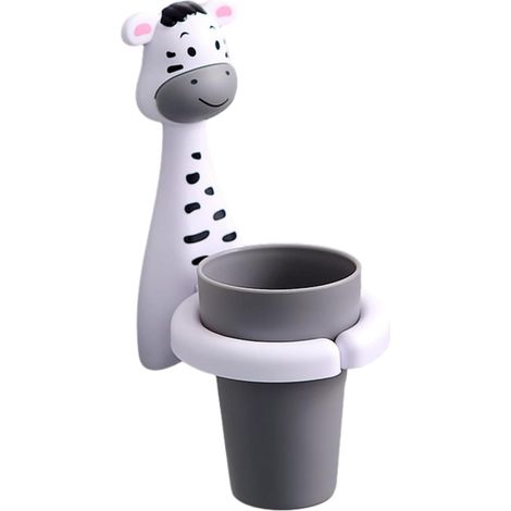 Porte-Brosse à Dents Mignon, Porte-Gobelet à Dents(Noir + Blanc)  Porte-Brosse à Dents Pour Enfant Avec Tasse, Porte-Brosse à Dents de Dessin Animé, Porte-Gobelet à Dents Sans Perçage (1/5)